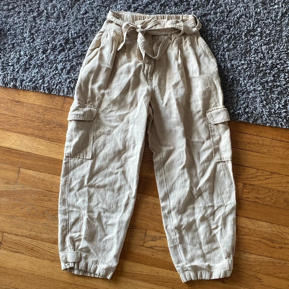 Aritzia Wilfred Kafka Belted Linen Blend Cargo Utility Pant Size 2